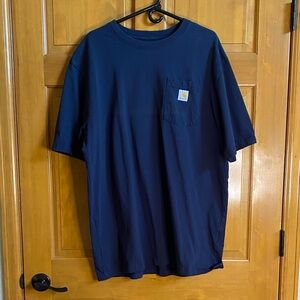 Carhartt Navy Blue Short Sleeve Pocket Tee with Logo Patch